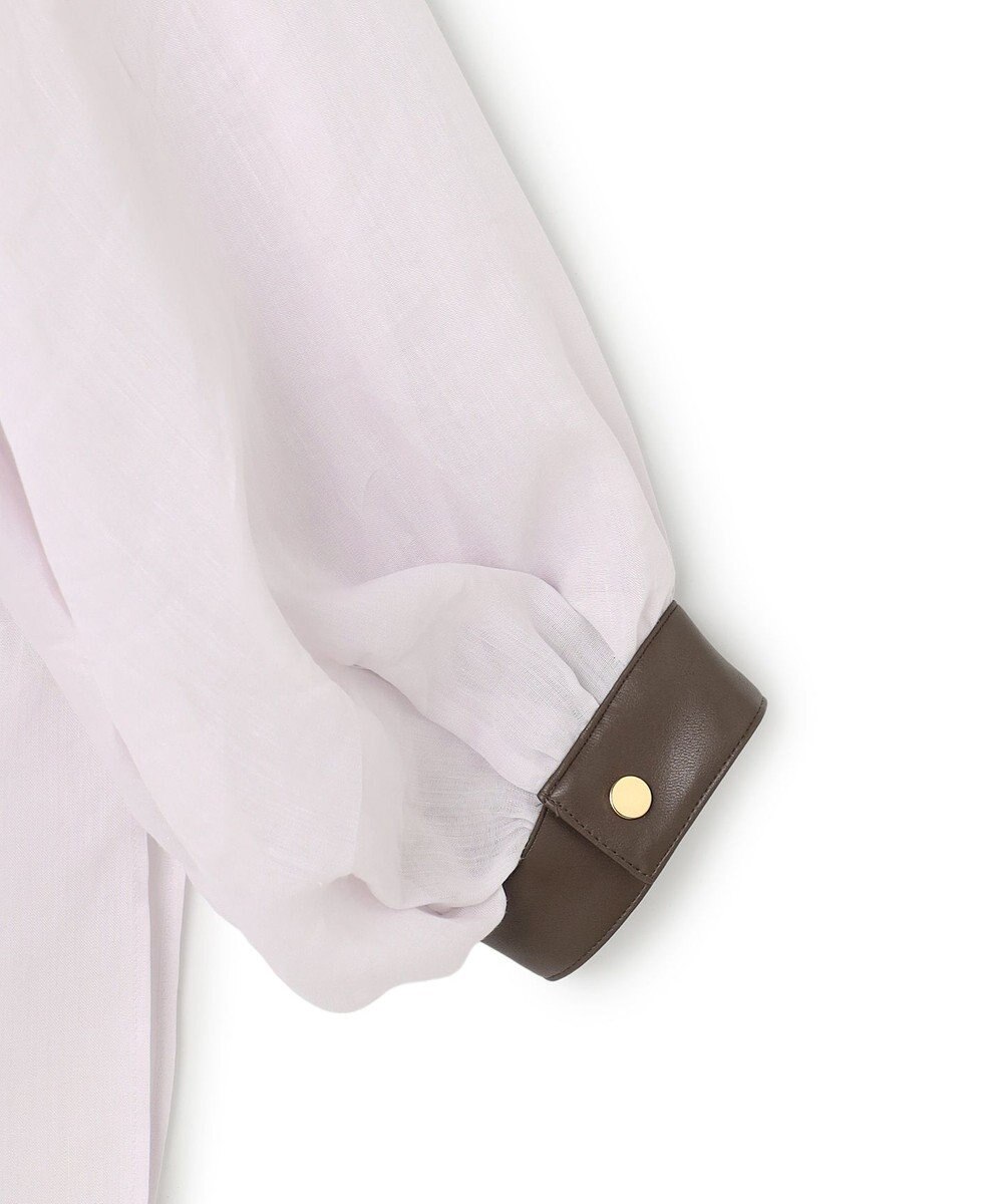 BEIGE， PAULINE / リネンヴィスコースフェイクレザー配色ブラウス 