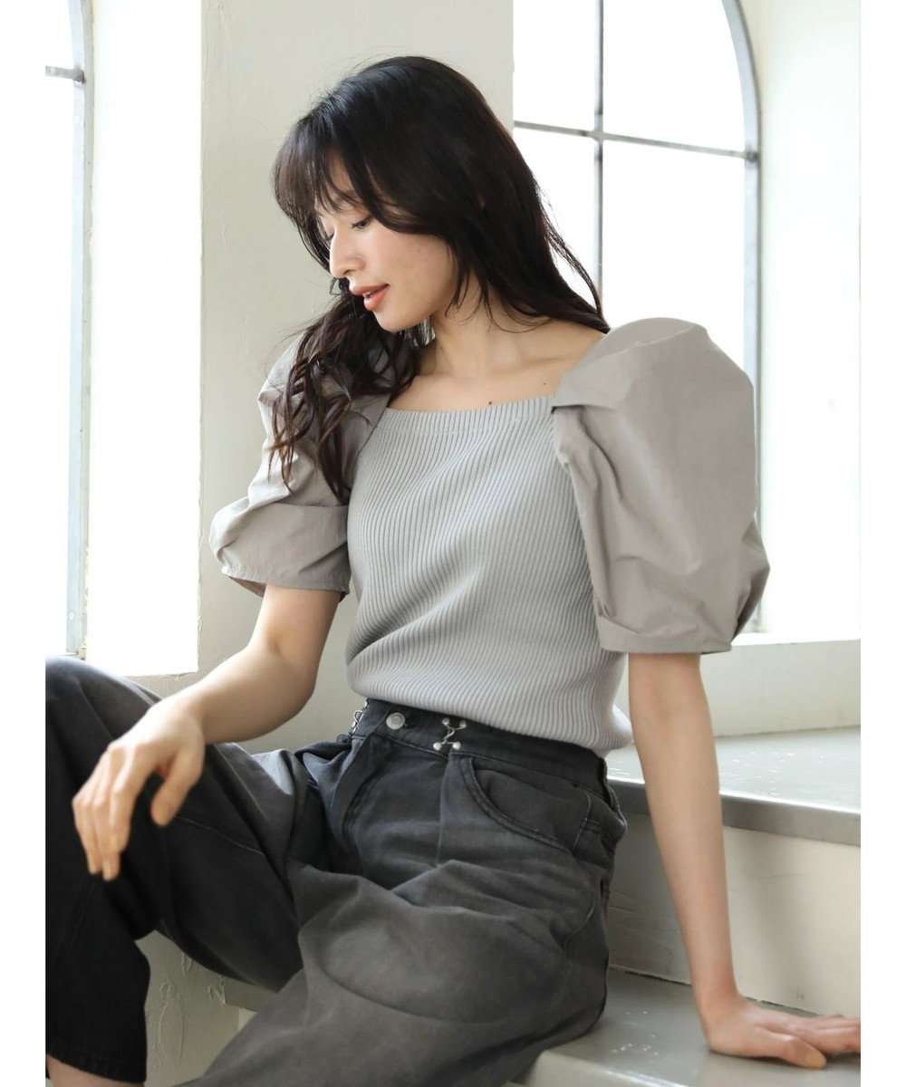 Green Parks ・ＡＮＤ　ＳＥＡＲＣＨ　布帛スリーブニットプルオーバー 