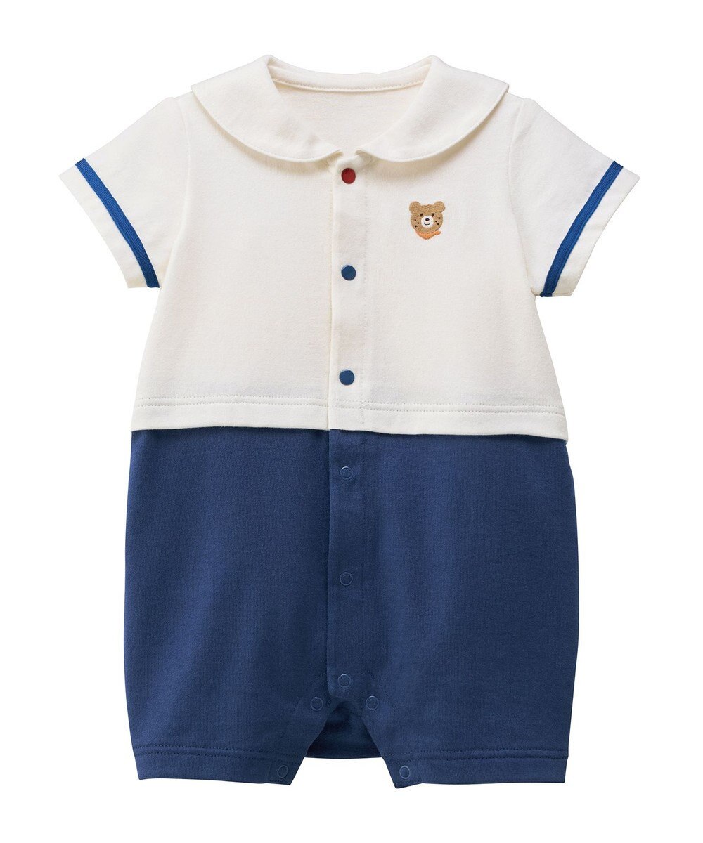 MIKI HOUSE HOT BISCUITS 【70-80cm】くま耳 セーラーカラー ショートオール 