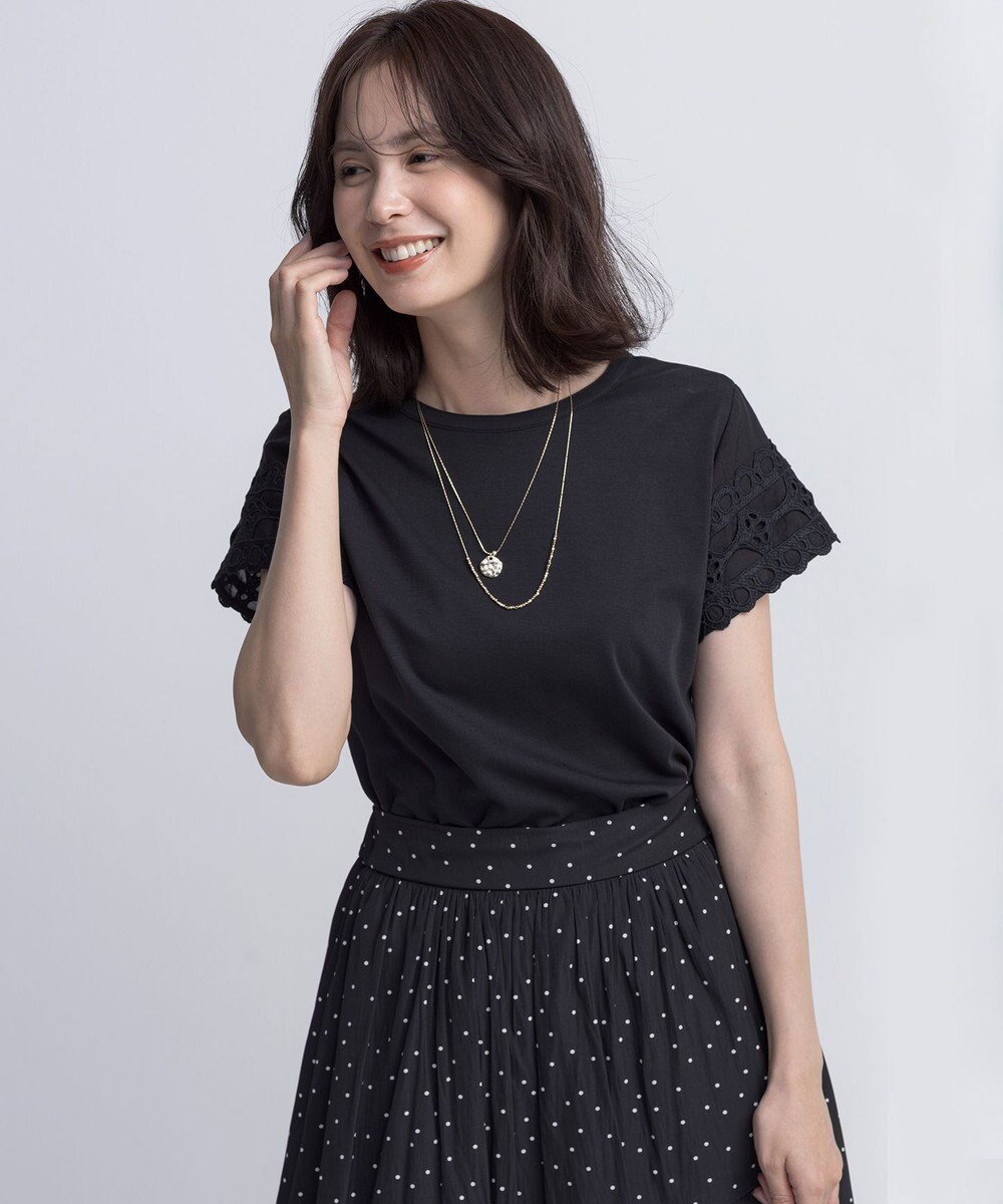 組曲 S レーススリーブシルケット カットソー 