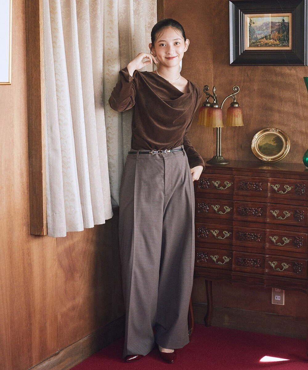 earth music&ecology シアーベロアドレープネックプルオーバー 