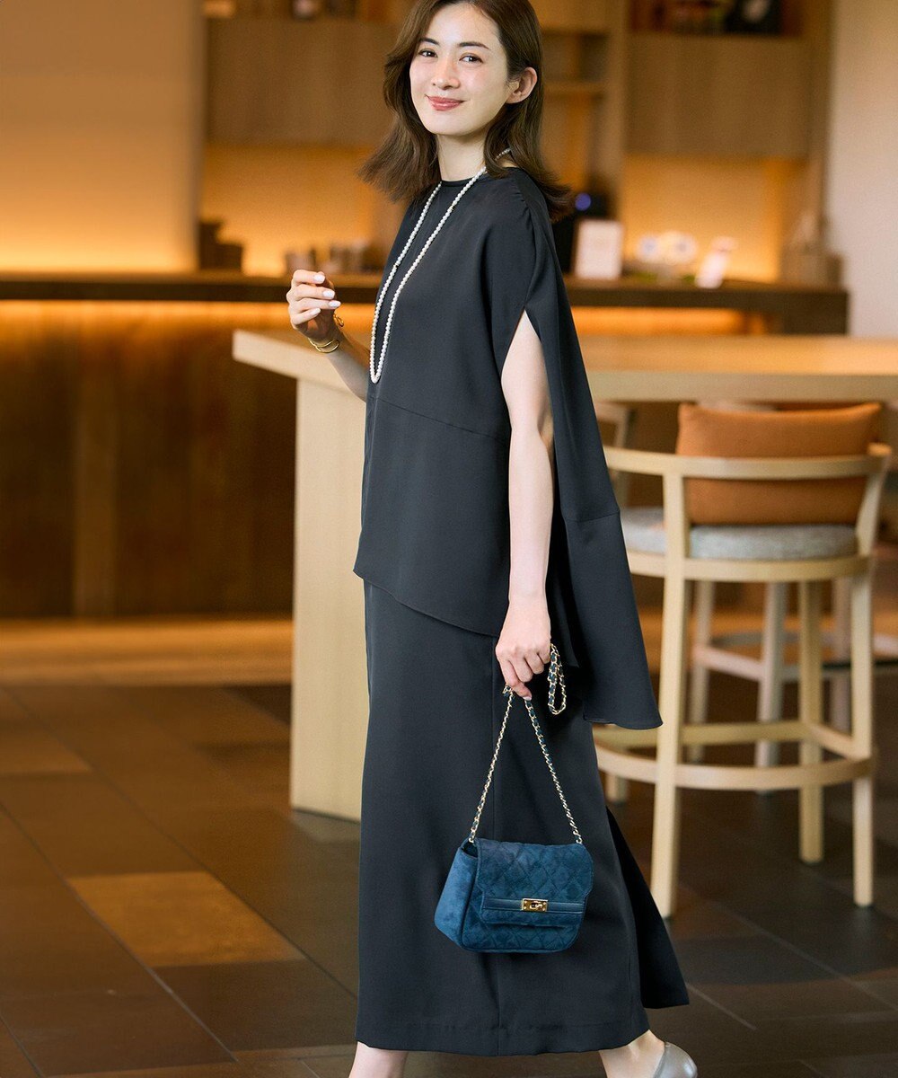 23区 【一部店舗限定/UVカット/洗える】ライトウェイトツイル ケープ付き ワンピース 