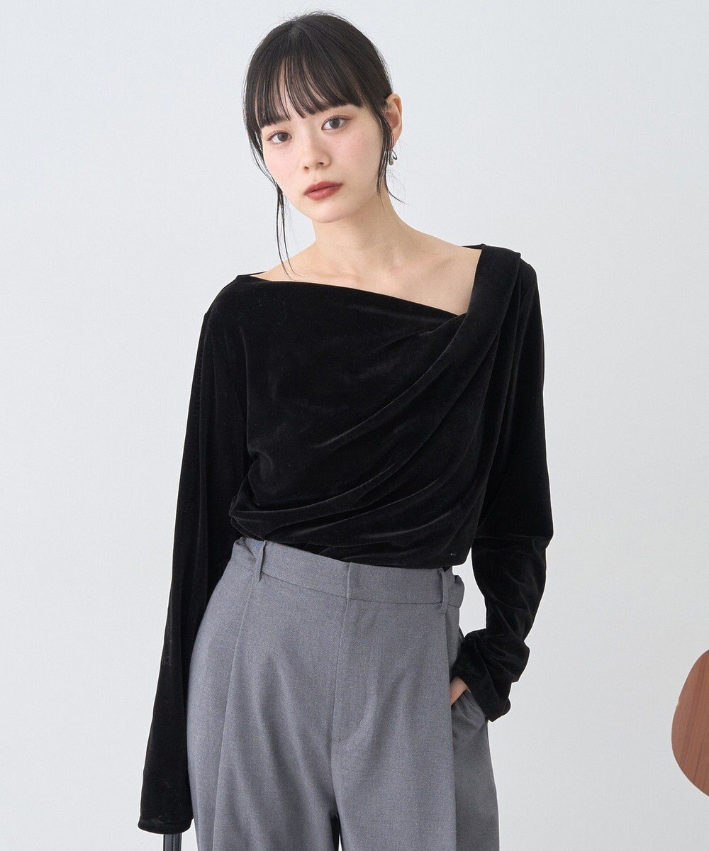 earth music&ecology シアーベロアドレープネックプルオーバー 