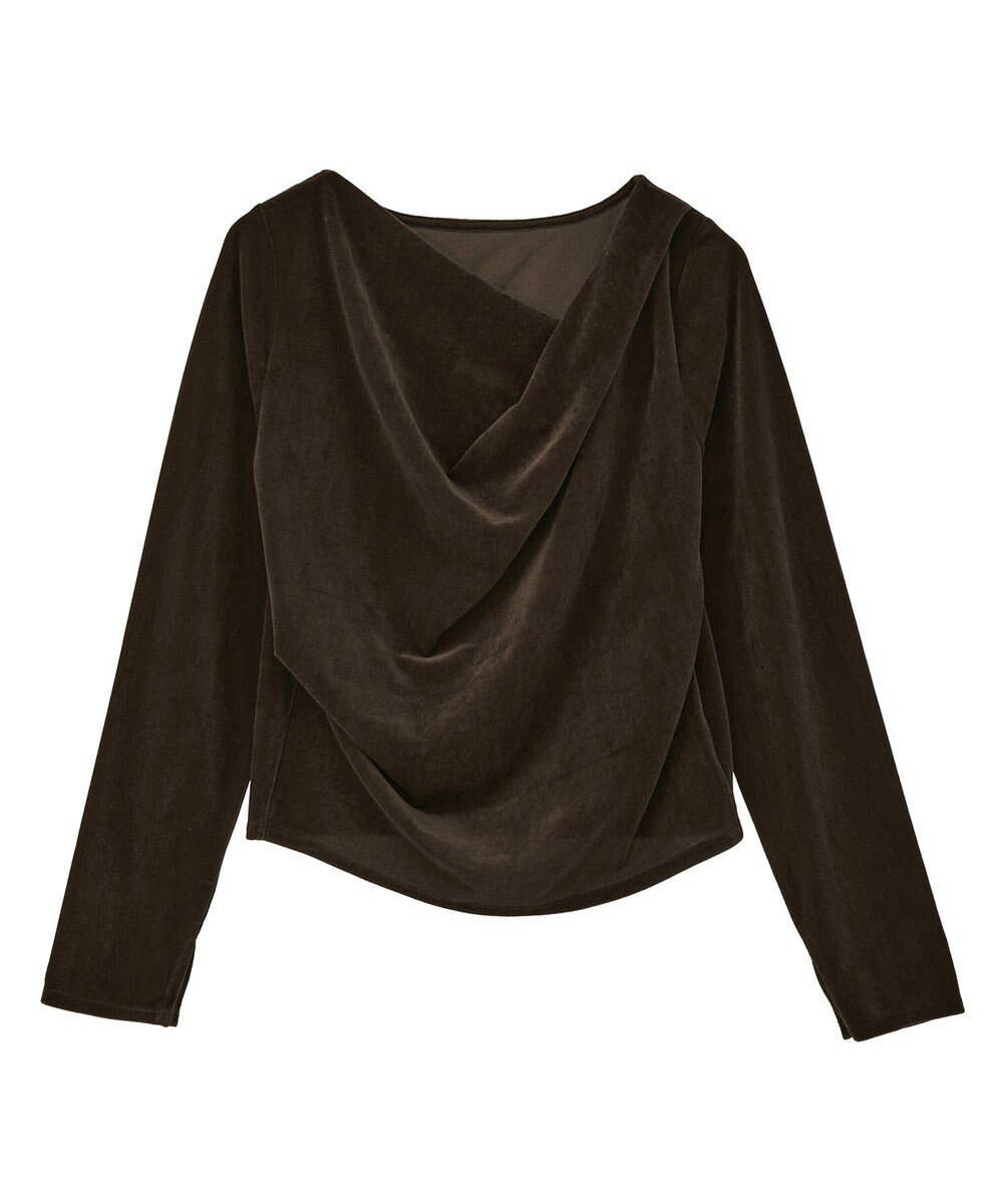 earth music&ecology シアーベロアドレープネックプルオーバー 