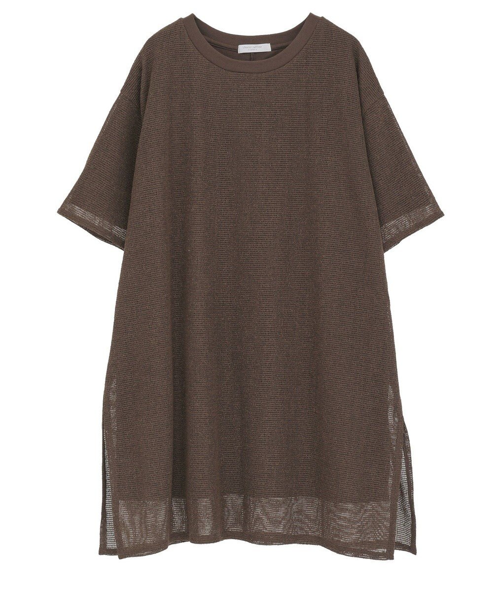 Green Parks 半袖メッシュドッキングチュニック 