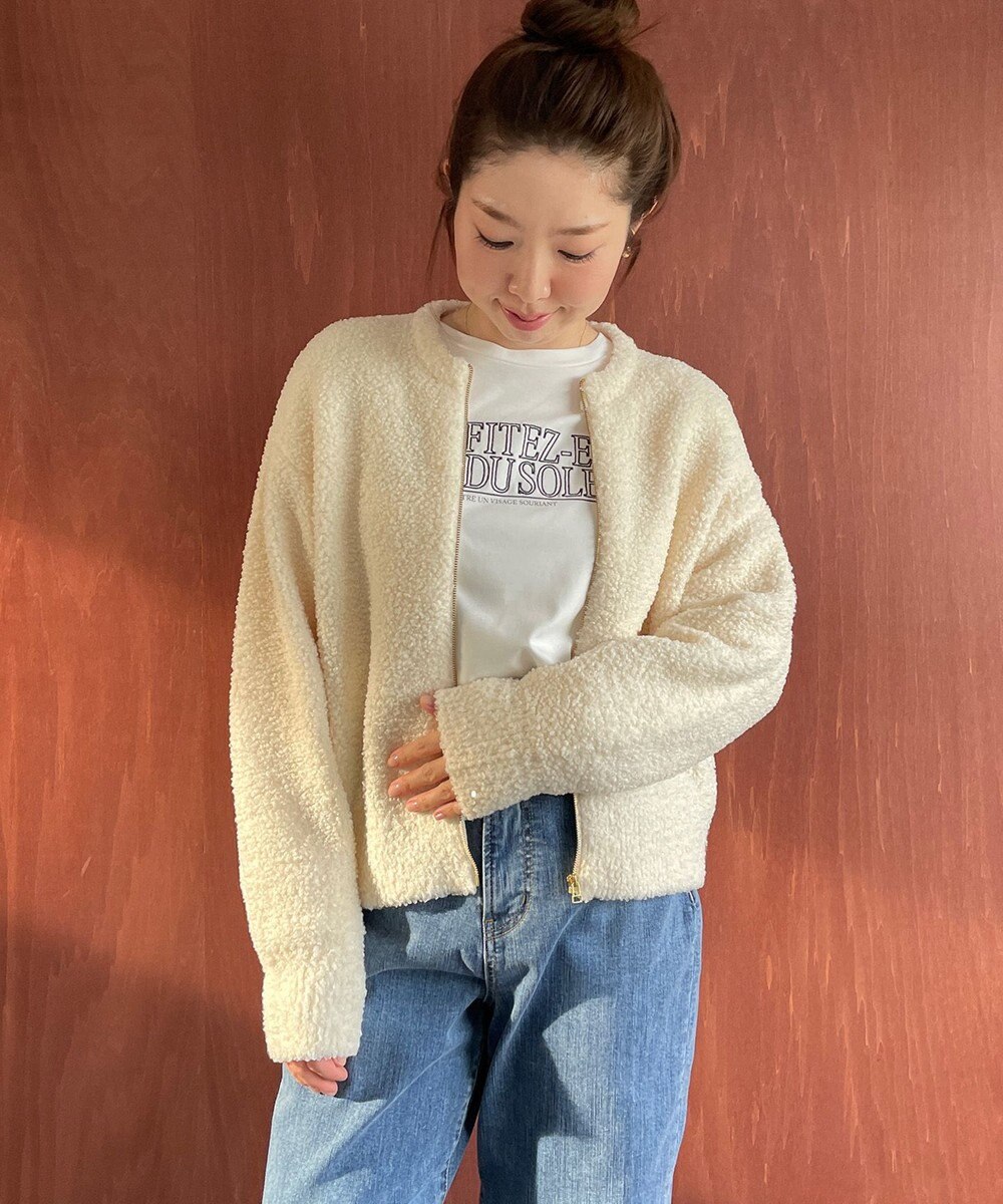 UNFILO プードルニット ZIPカーディガン 