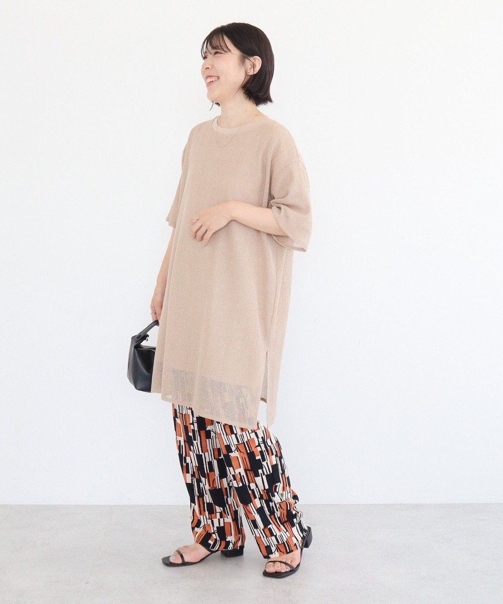 Green Parks 半袖メッシュドッキングチュニック 