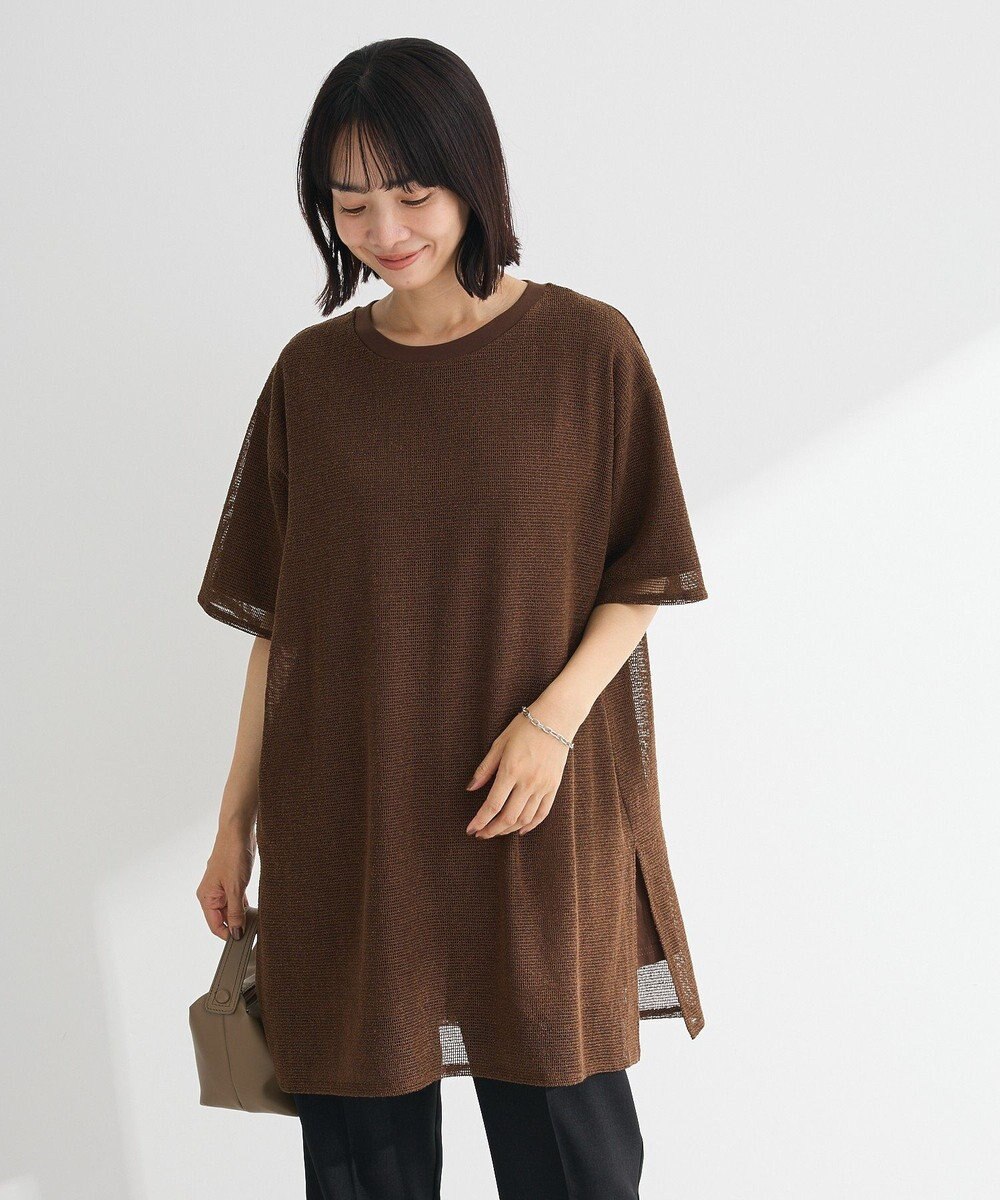 Green Parks 半袖メッシュドッキングチュニック 