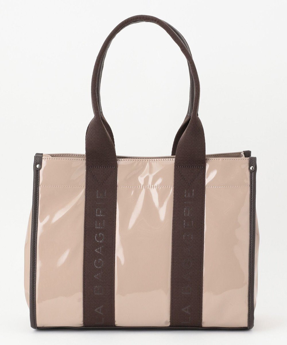 LA BAGAGERIE ソフトエナメル　ロゴテープトートバッグ　Lサイズ 