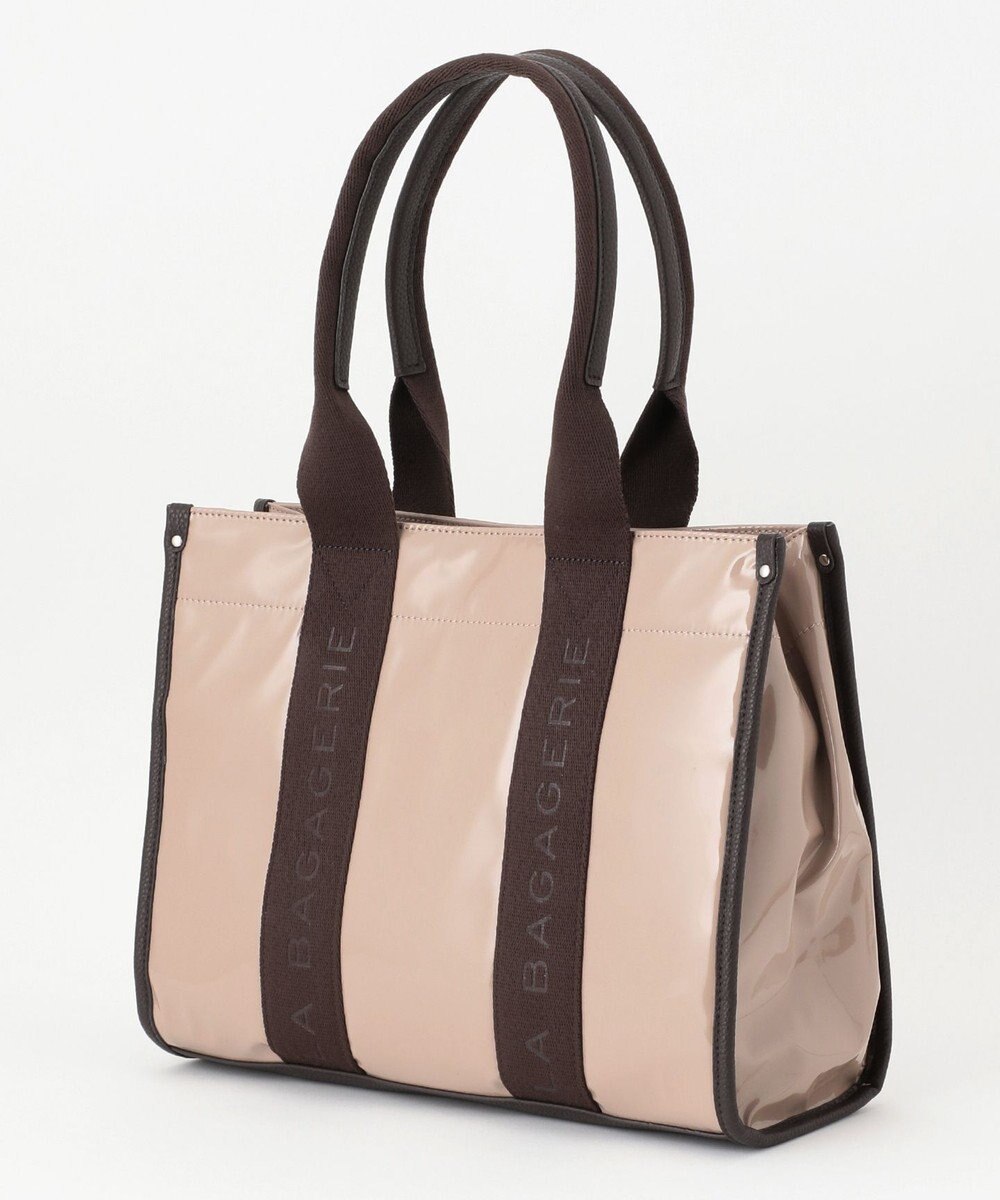 LA BAGAGERIE ソフトエナメル　ロゴテープトートバッグ　Lサイズ 