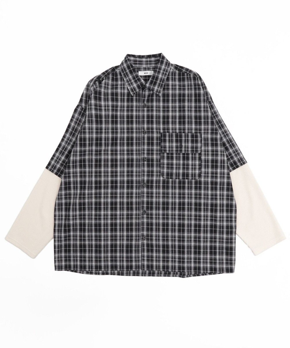WEGO 【ユニセックス着用ITEM/MLサイズ展開】チェックレイヤードシャツ（LS） 