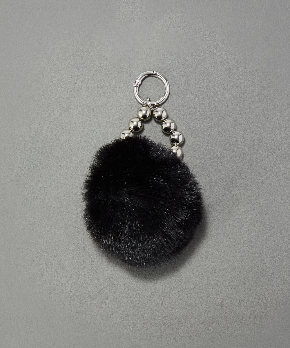 Phoebe メタルボールファーバッグチャーム　ブラック 