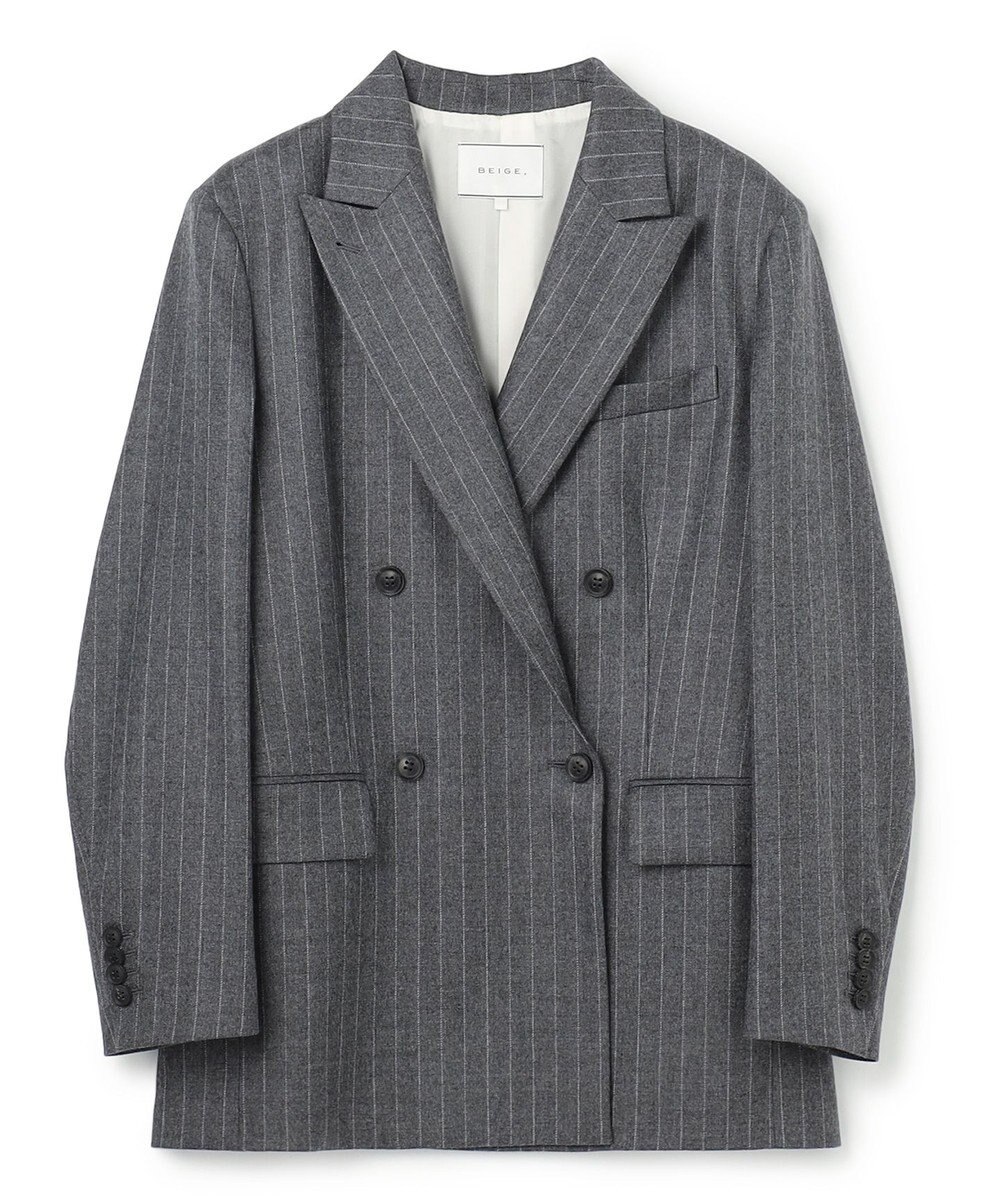 BEIGE， DELAND / ウールピンストライプダブルジャケット 