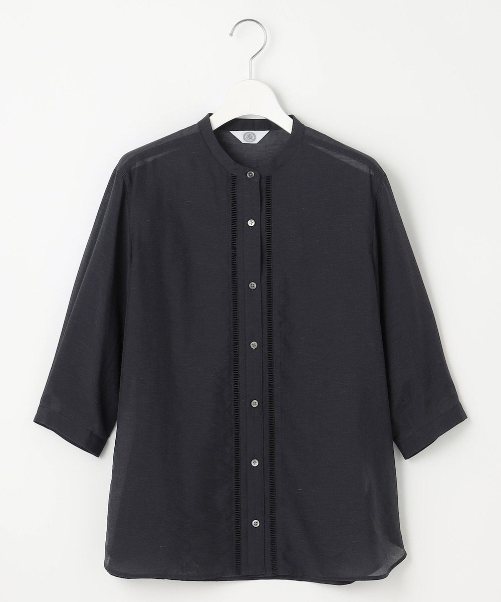 J.PRESS LADIES S 【WEB限定カラーあり・洗える】Sheer Vis リネン バンドカラー ブラウス 