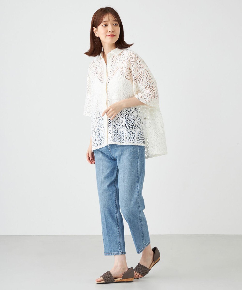 SHARE PARK LADIES オーバーサイズレースシャツ 