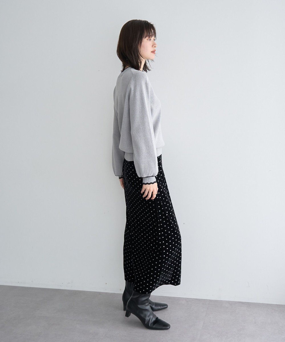 YECCA VECCA グリッタードットベロアナロースカート 