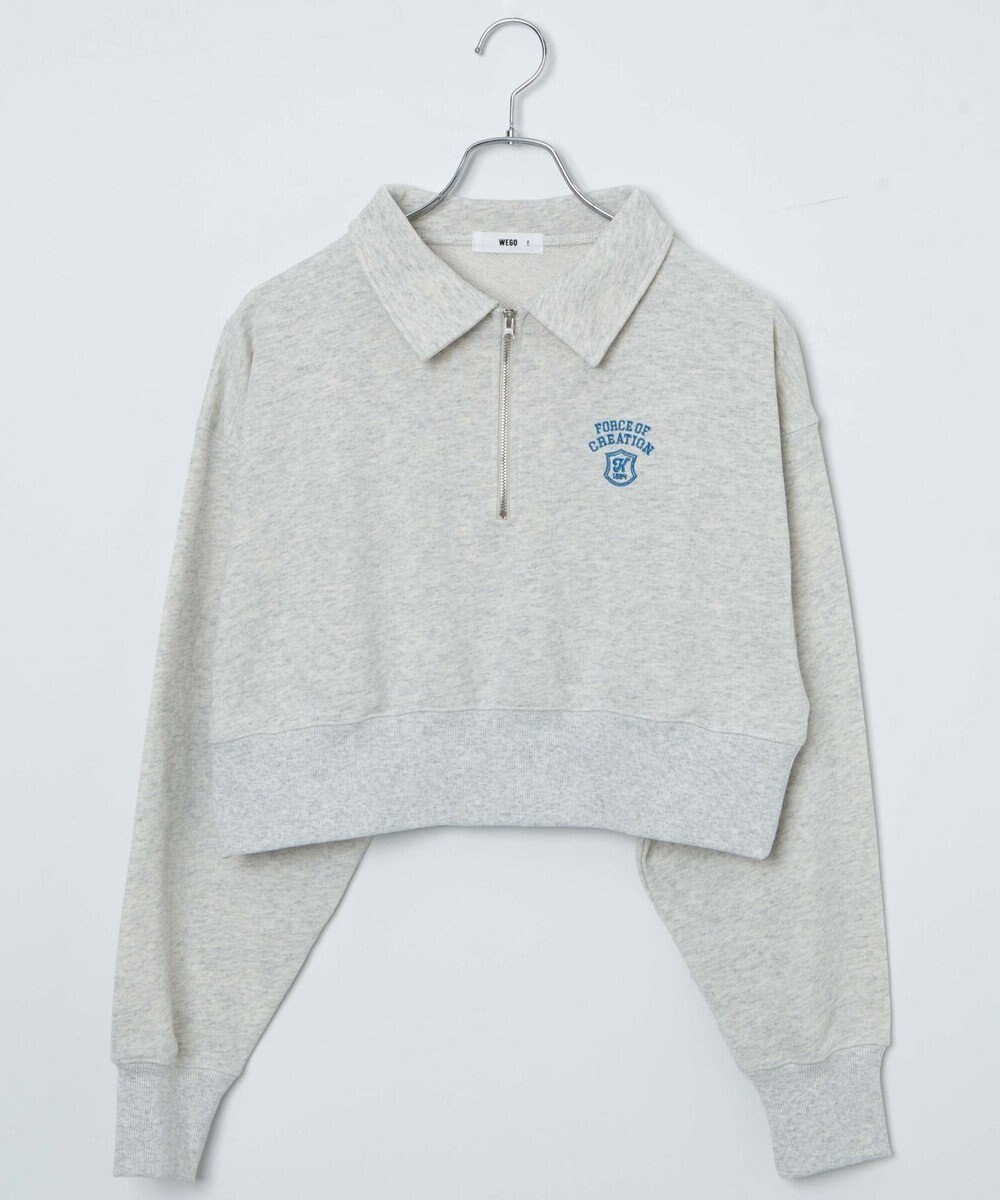 WEGO ハーフZIP襟付きショートスウェット 