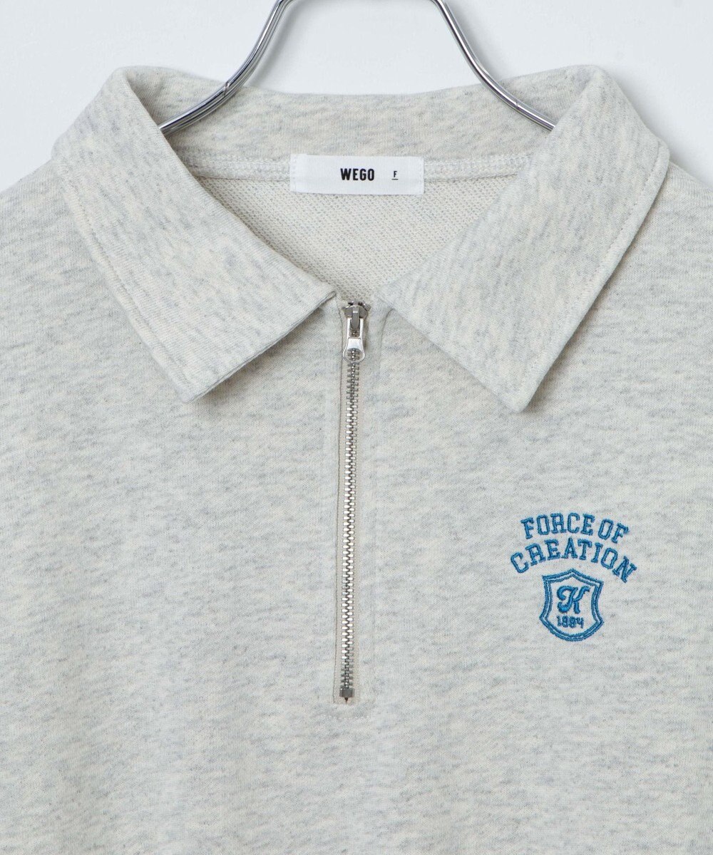 WEGO ハーフZIP襟付きショートスウェット 