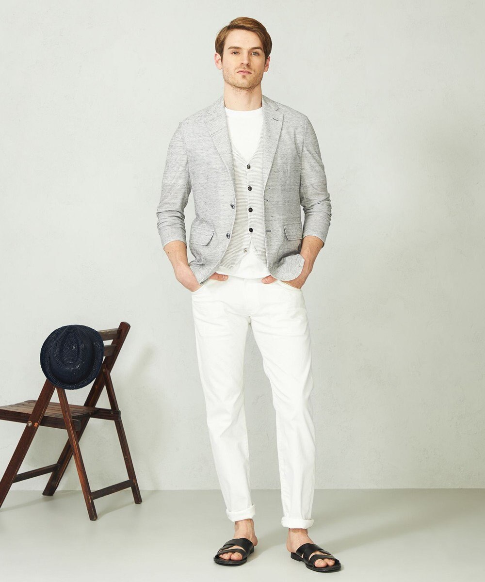 JOSEPH ABBOUD 【キングサイズ・軽い/洗える】スラブギマボーダーニットベスト 