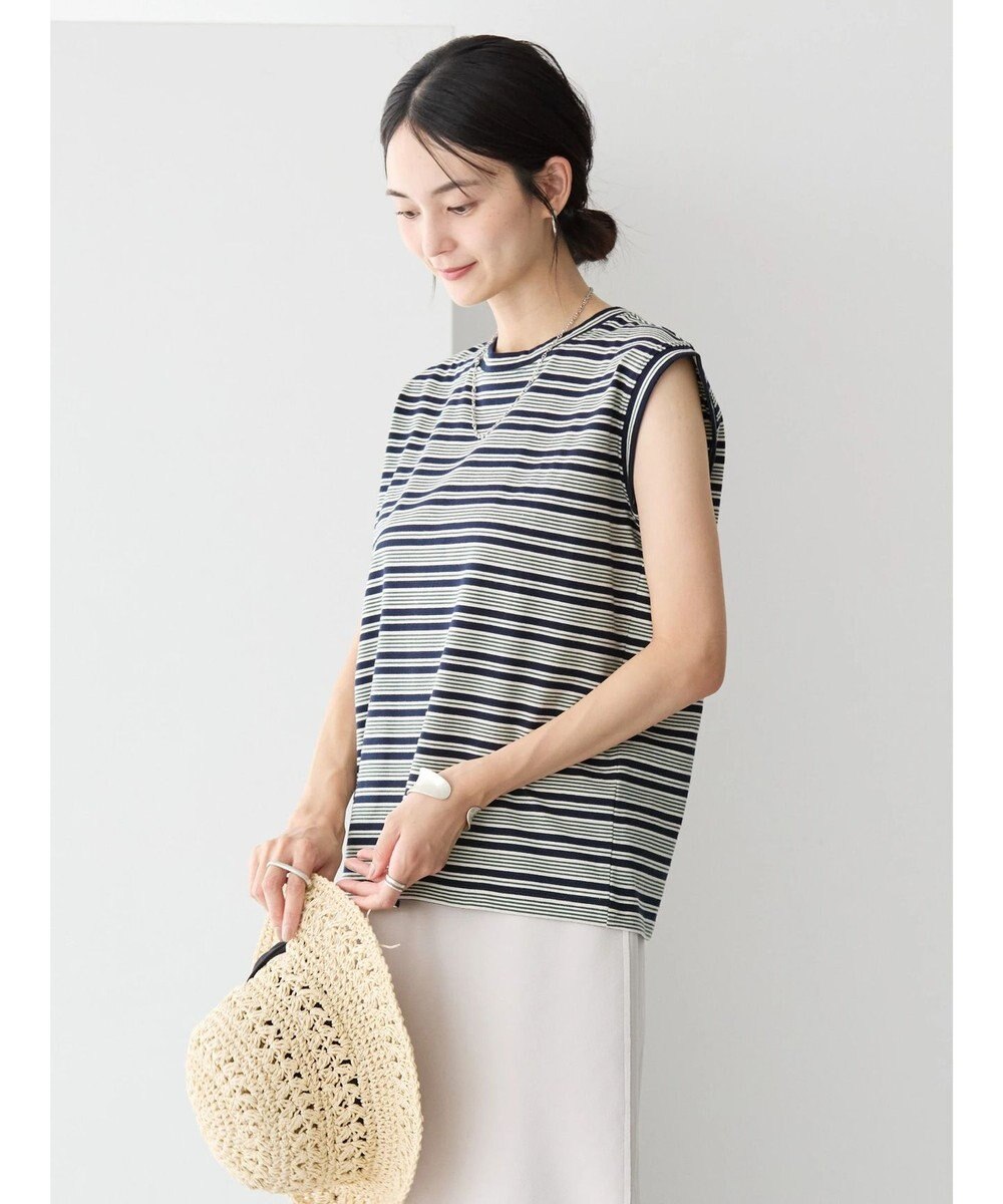 AMERICAN HOLIC マルチボーダーノースリーブカットプルオーバー 