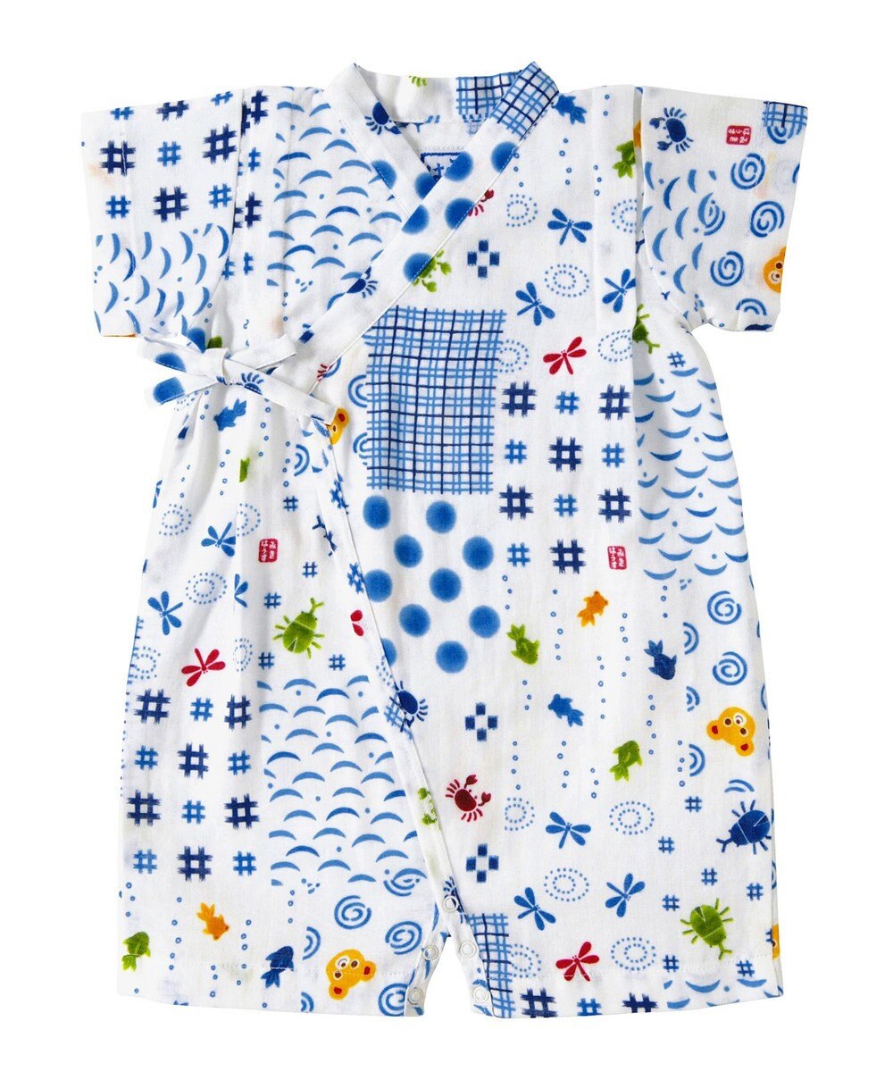 MIKI HOUSE HOT BISCUITS 【ミキハウス】【50-80cm】パッチワーク柄 プッチー甚平オール 