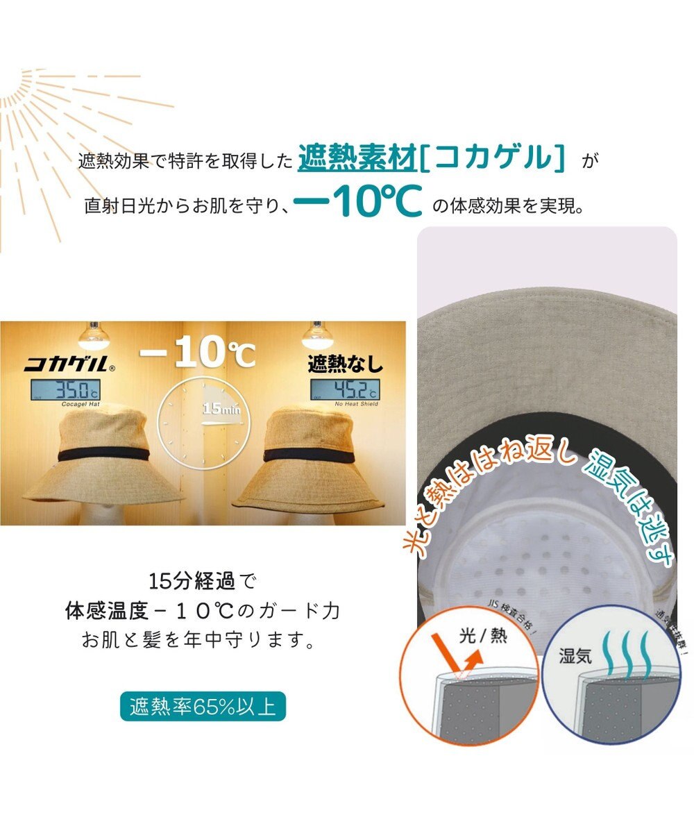 ATRENA 体感-10℃コカゲル リネンエッジアップハット 