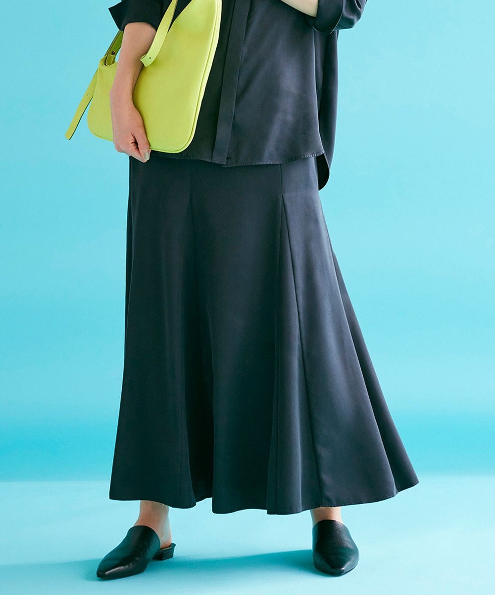 ICB 【洗える】 ルゼブフィブリルサテン スカート 