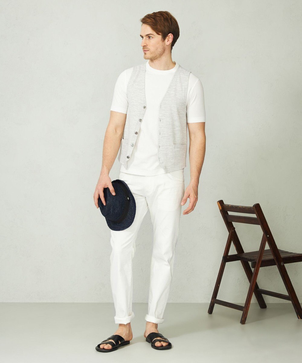 JOSEPH ABBOUD 【キングサイズ・軽い/洗える】スラブギマボーダーニットベスト 