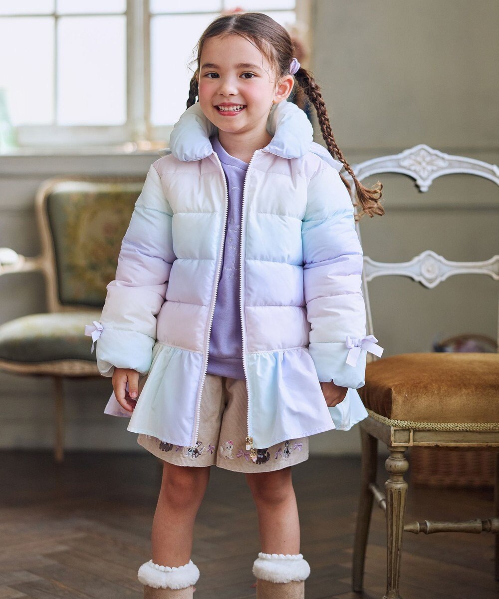 ANY KIDS 【フード取り外し/洗濯機可能】中綿フリル リボンコート 