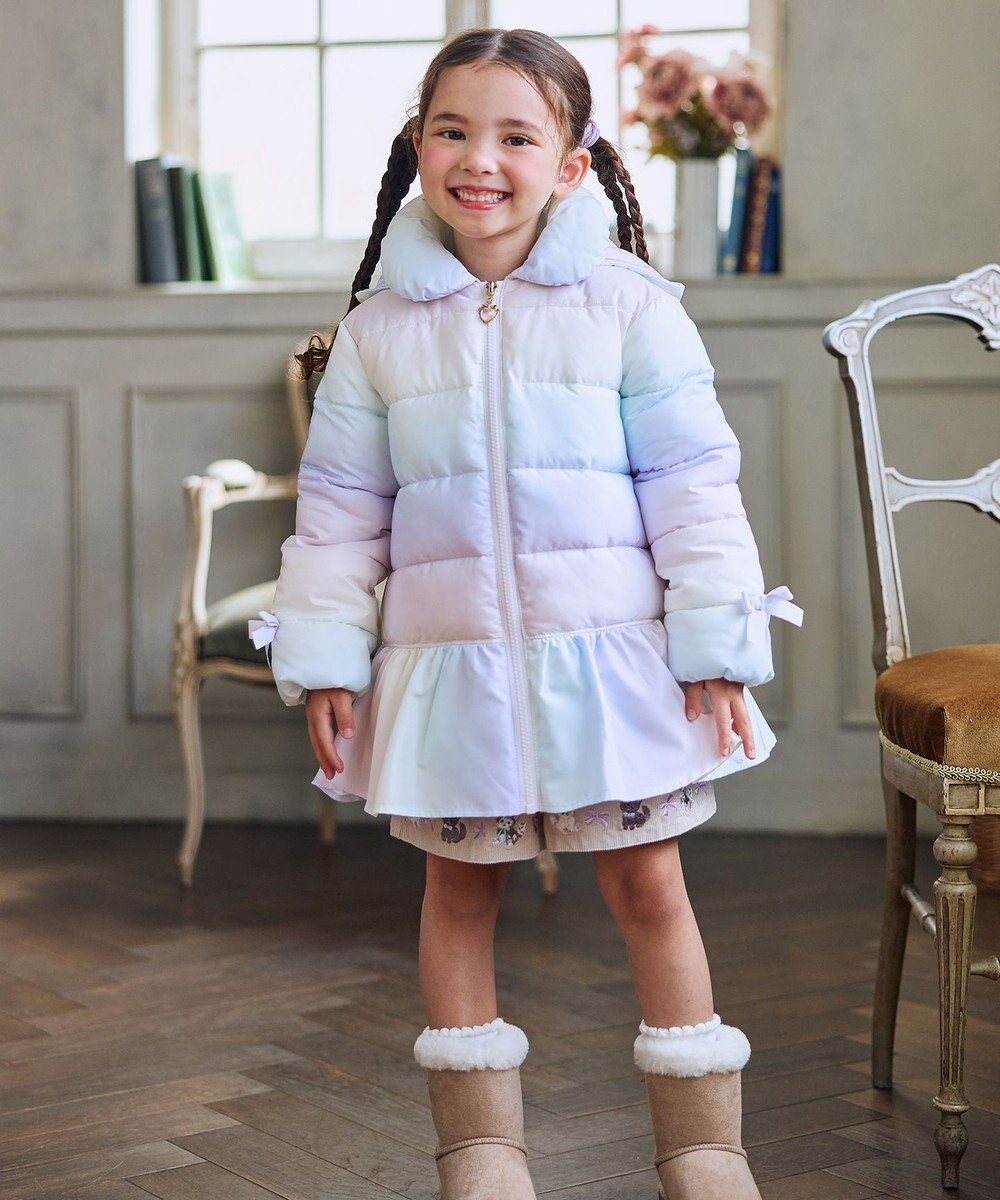 ANY KIDS 【フード取り外し/洗濯機可能】中綿フリル リボンコート 