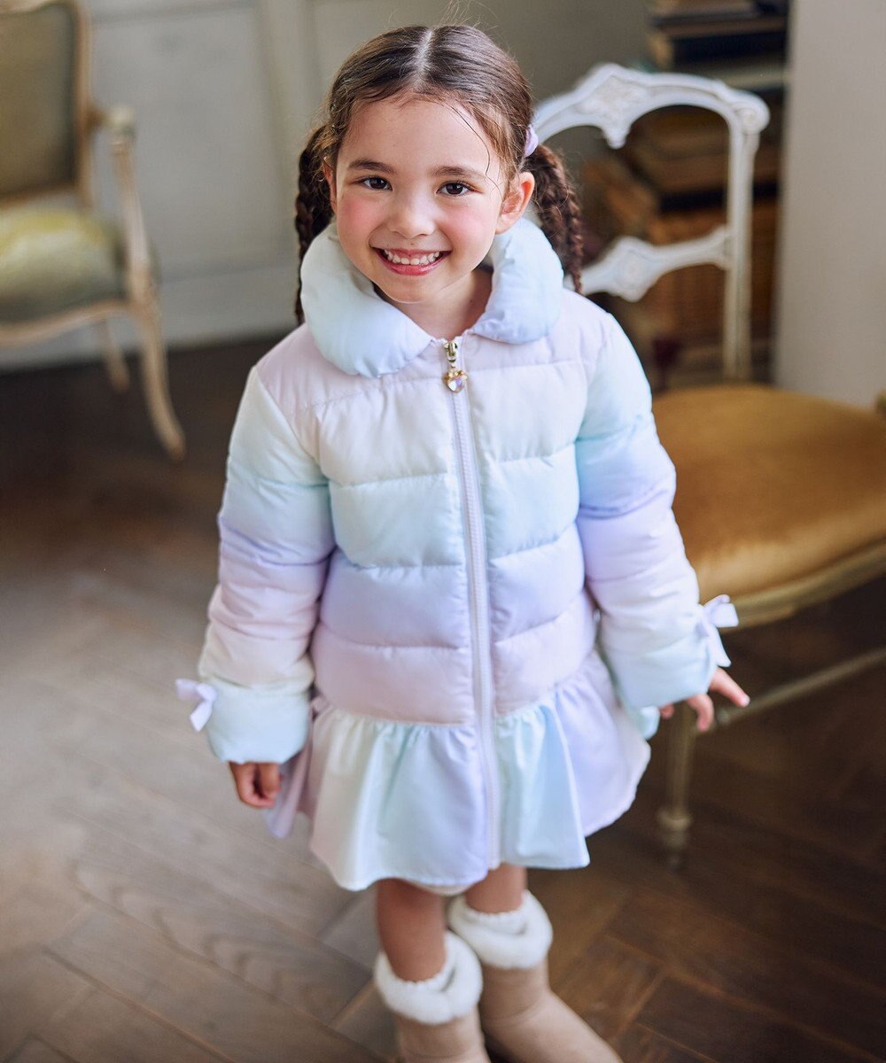 ANY KIDS 【フード取り外し/洗濯機可能】中綿フリル リボンコート 