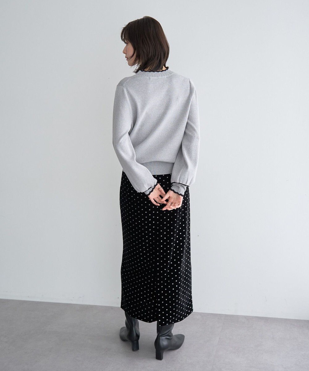 YECCA VECCA グリッタードットベロアナロースカート 