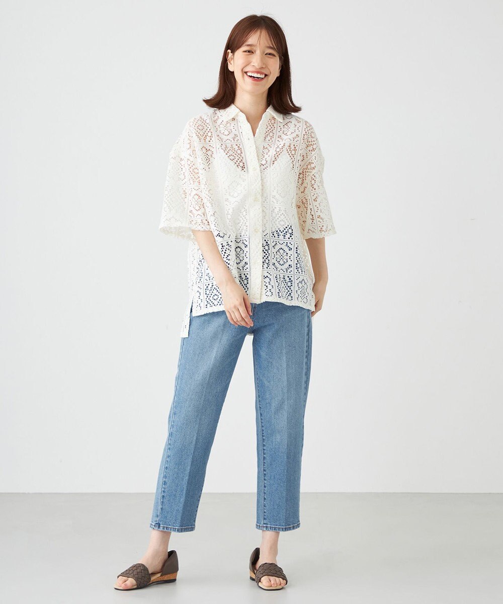 SHARE PARK LADIES オーバーサイズレースシャツ 