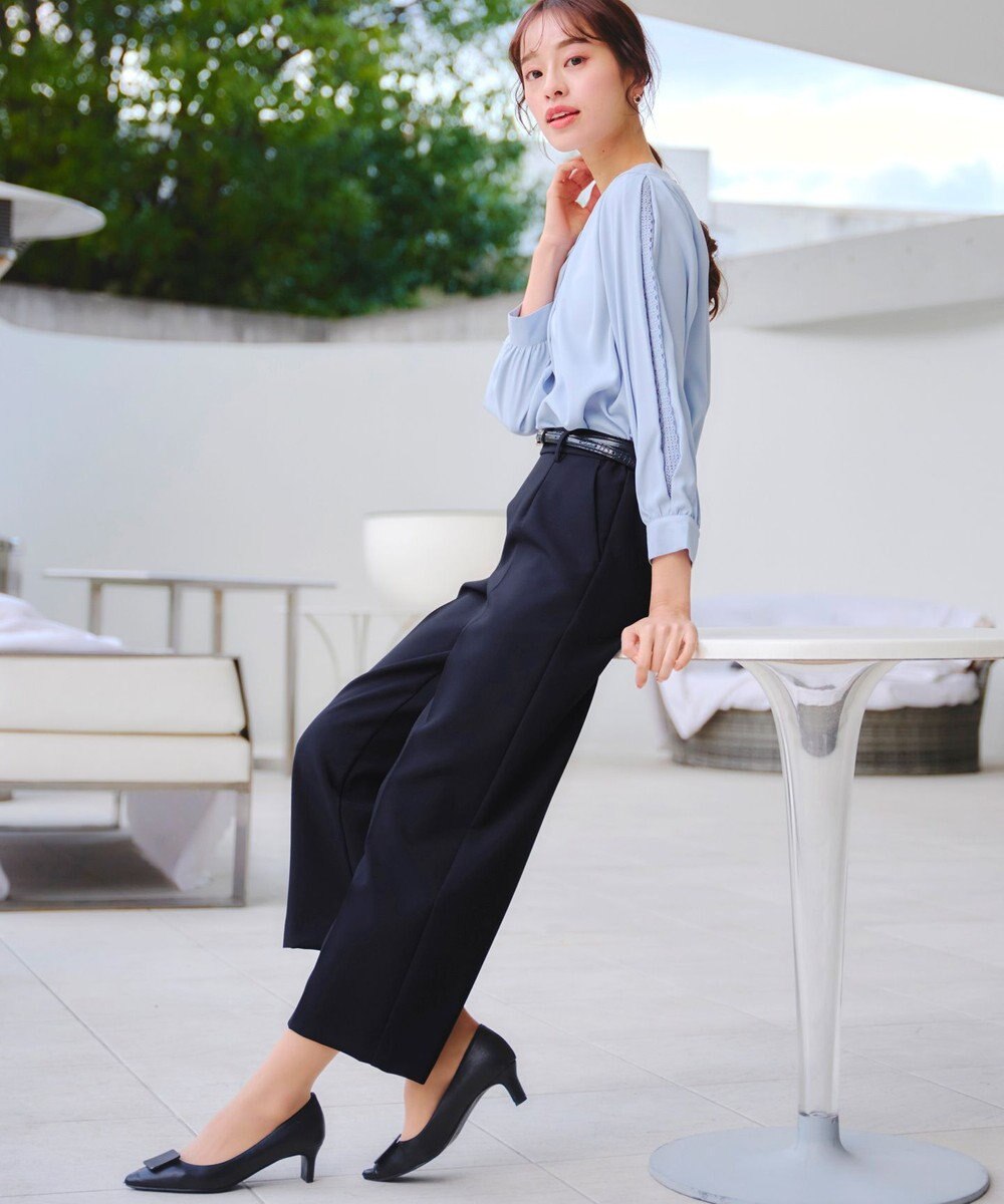 Tiaclasse L 【新色追加・洗える】センタープレスワイドパンツ 