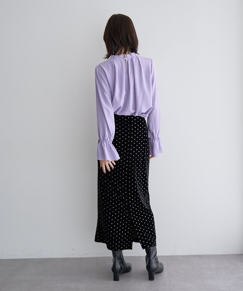 YECCA VECCA グリッタードットベロアナロースカート 