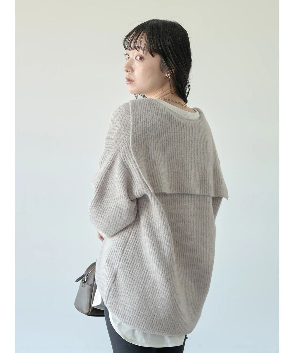 earth music&ecology セーラーカラーニットチュニック Light Gray