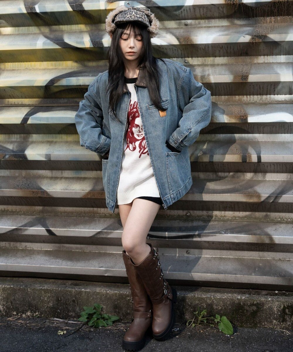 WEGO 【ユニセックス着用ITEM/MLサイズ展開】ワーカーズZIPデニムジャケット 