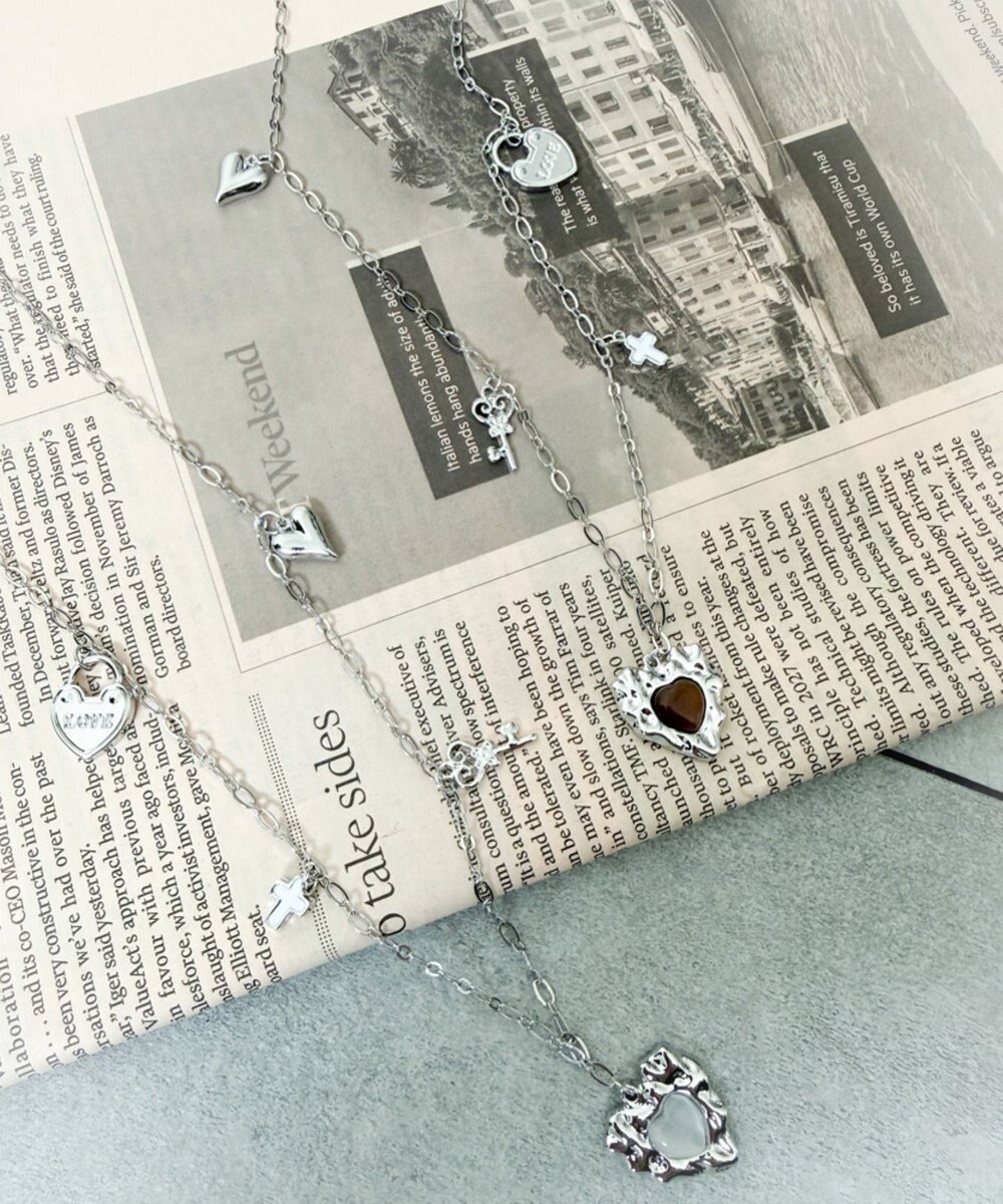 WEGO Lストーンハートジャラモチーフネックレス 