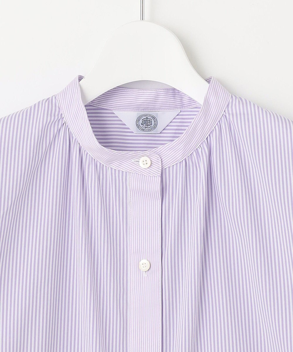 J.PRESS LADIES S 【洗える】 FAST コットンナイロン ストライプ バンドカラー ブラウス 
