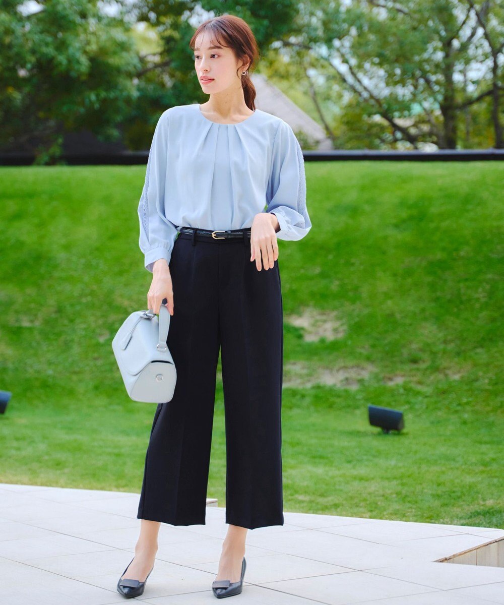 Tiaclasse L 【新色追加・洗える】センタープレスワイドパンツ 