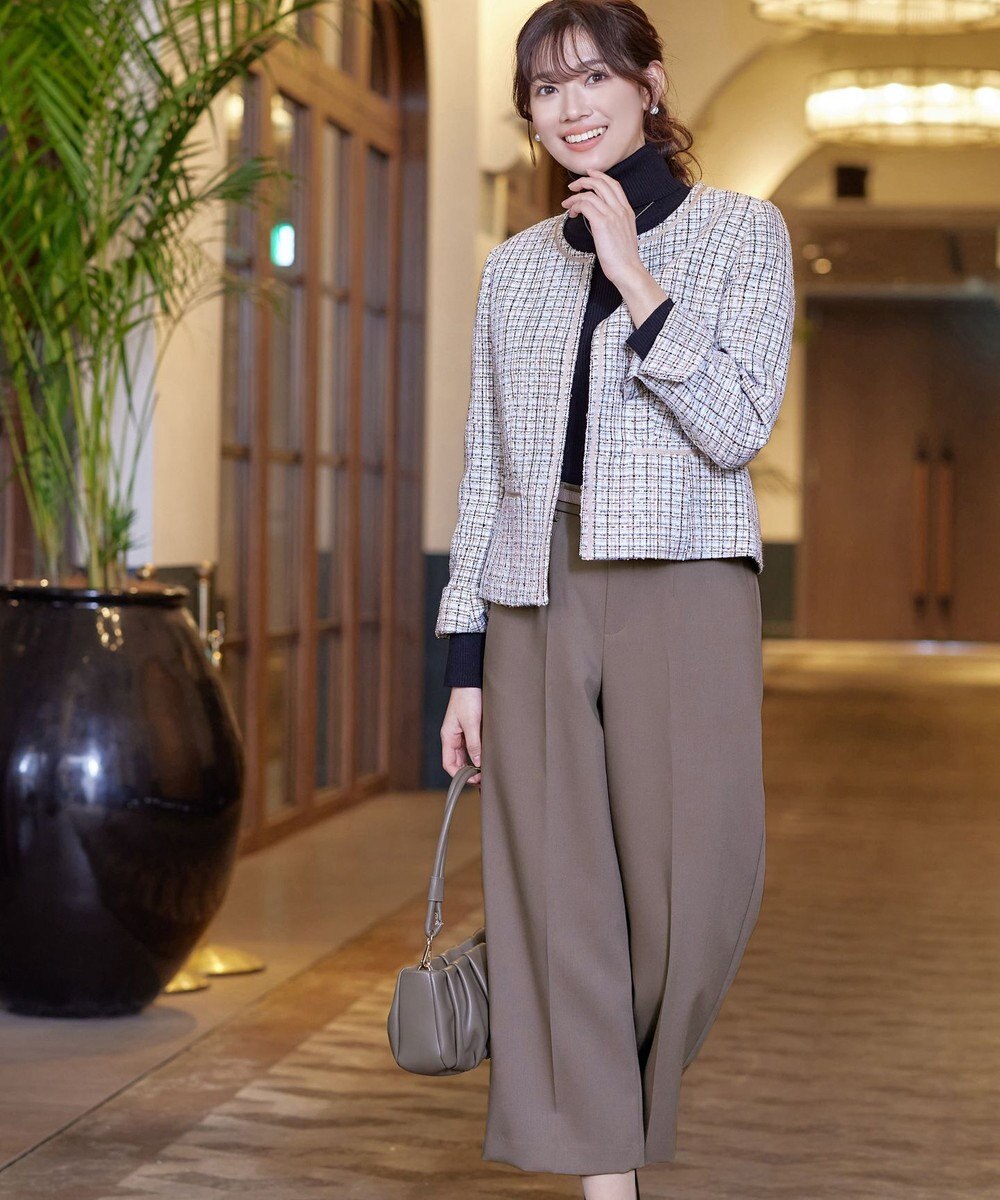 Tiaclasse L 【新色追加・洗える】センタープレスワイドパンツ 