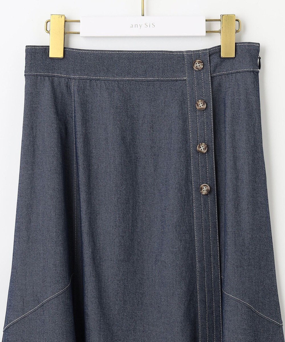 ANY SIS L 【洗える】ライトデニムライクシャンブレー スカート 