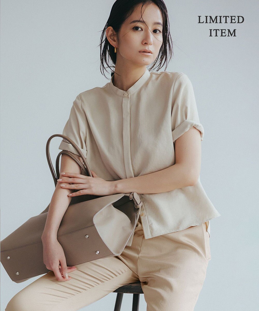 ICB L 【WEB限定・洗える】 シルキーツイル クロップドシャツ 