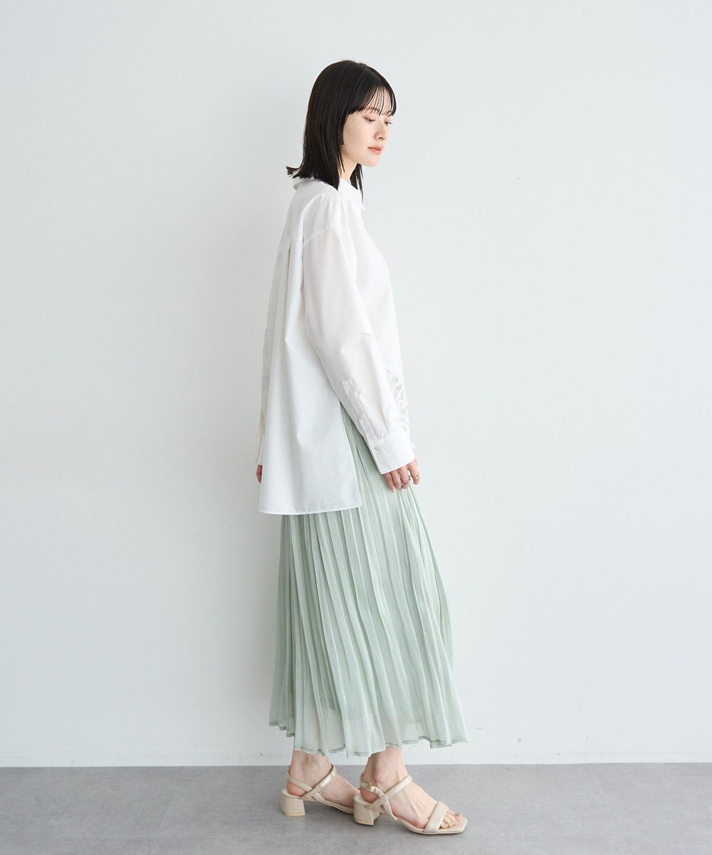 YECCA VECCA シャイニーサテンプリーツスカート 