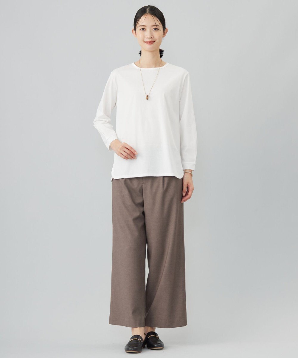 J.PRESS LADIES L プレーティング シャツテール ロングスリーブ Tシャツ 