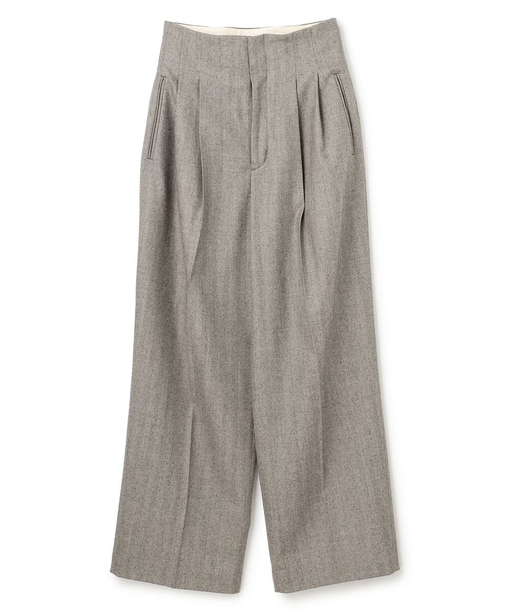 BEIGE， NATION / ウールヘリンボーンタックワイドパンツ 