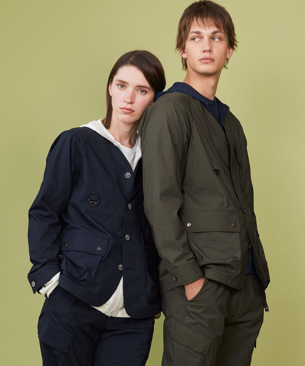 JOSEPH ABBOUD MOUNTAIN 【軽量】ハイパワーストレッチカルゼ ノーカラーアウトドアブルゾン 