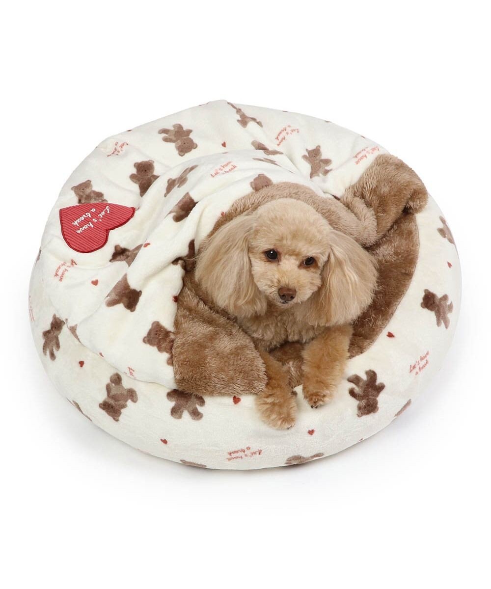 PET PARADISE ペットパラダイス 丸型寝袋 遠赤外線 《くまちゃん柄》 60cm 