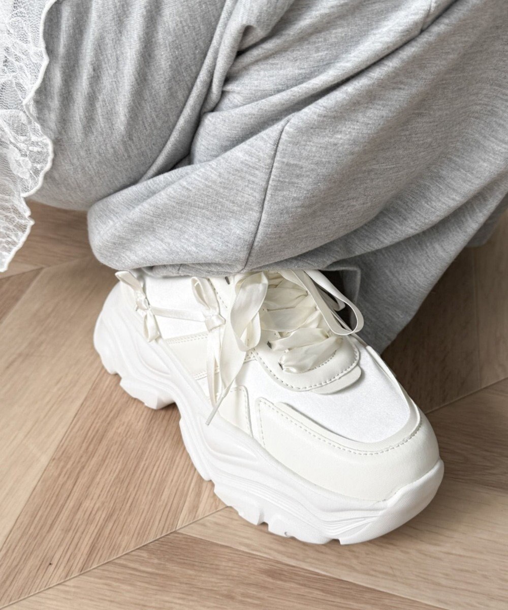 WEGO リボンデザイン厚底スニーカー 
