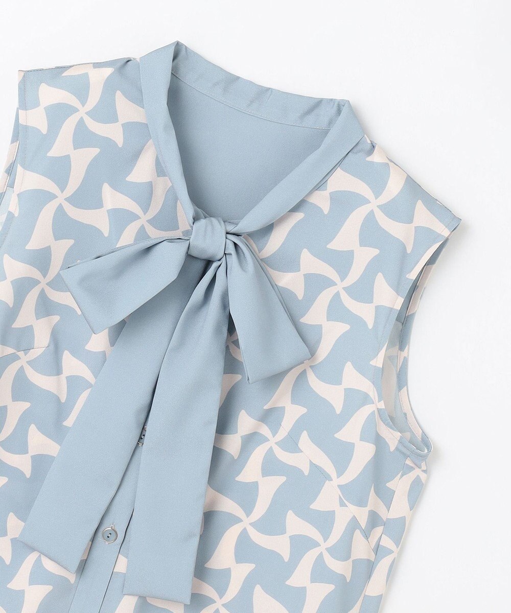 GRACE CONTINENTAL リボンプリントノースリーブトップ 